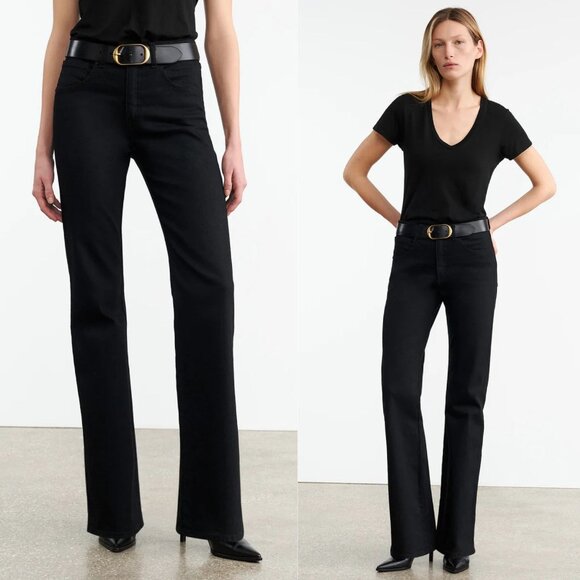 Nili Lotan Denim - Nili Lotan Celia Distressed Black Bootcut Stretch‎ Denim Jeans Size 25